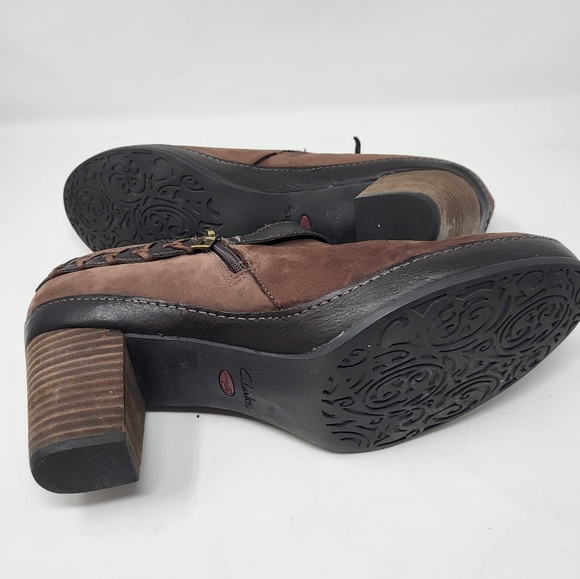Clarks Artisan Womens Ankle Boots Harness Western Brown Oiled Leather 10W - Picture 7 of 10
